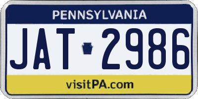 PA license plate JAT2986