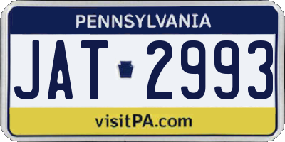 PA license plate JAT2993
