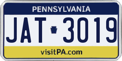PA license plate JAT3019