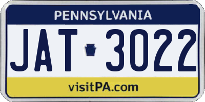 PA license plate JAT3022