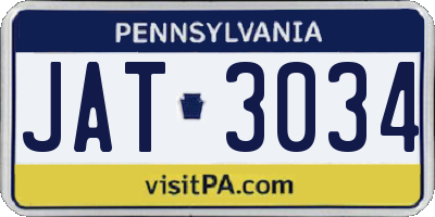 PA license plate JAT3034