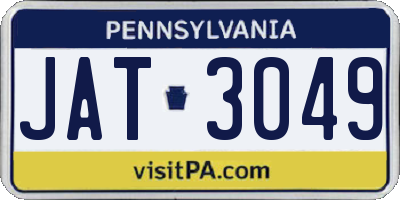 PA license plate JAT3049