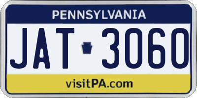 PA license plate JAT3060