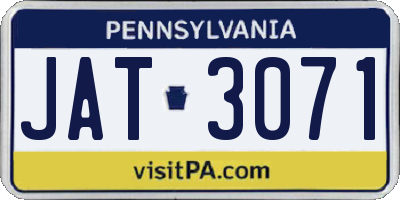 PA license plate JAT3071