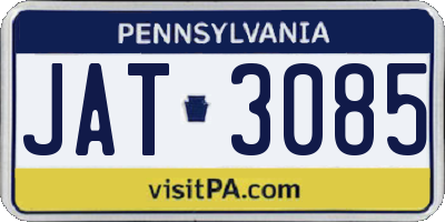 PA license plate JAT3085