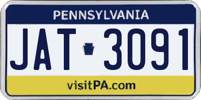 PA license plate JAT3091