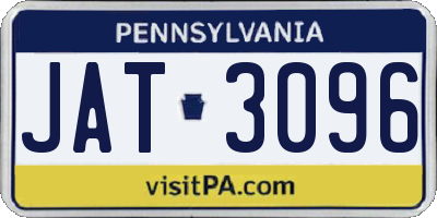 PA license plate JAT3096