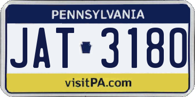 PA license plate JAT3180