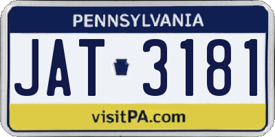 PA license plate JAT3181