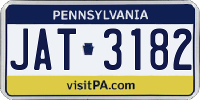 PA license plate JAT3182