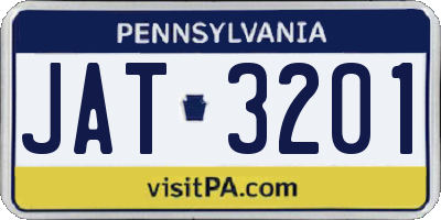PA license plate JAT3201