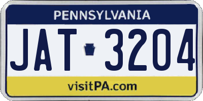 PA license plate JAT3204