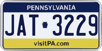 PA license plate JAT3229