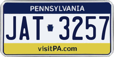 PA license plate JAT3257