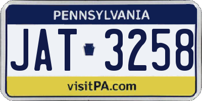 PA license plate JAT3258