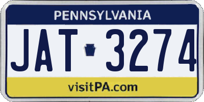PA license plate JAT3274