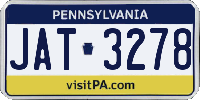 PA license plate JAT3278