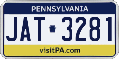 PA license plate JAT3281