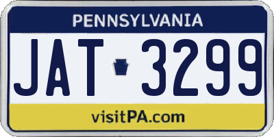 PA license plate JAT3299