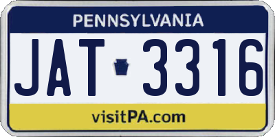 PA license plate JAT3316