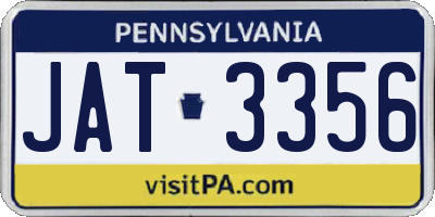 PA license plate JAT3356