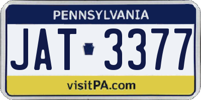 PA license plate JAT3377