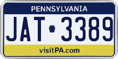 PA license plate JAT3389