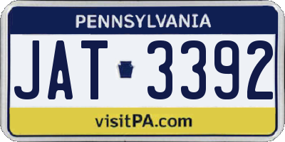 PA license plate JAT3392