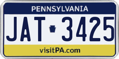 PA license plate JAT3425