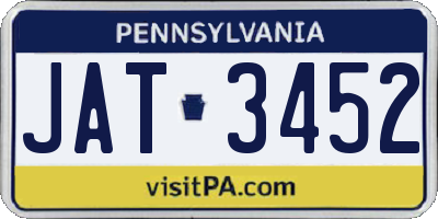 PA license plate JAT3452