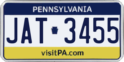PA license plate JAT3455