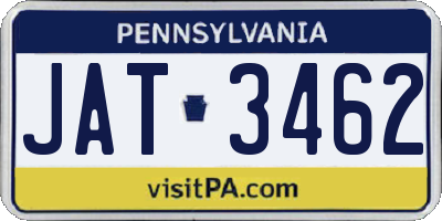 PA license plate JAT3462