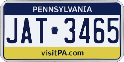 PA license plate JAT3465