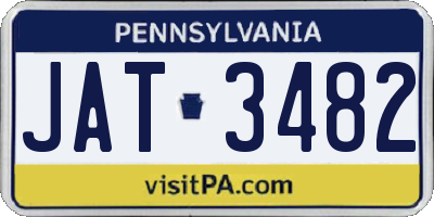 PA license plate JAT3482