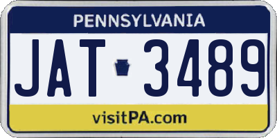 PA license plate JAT3489