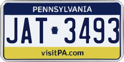 PA license plate JAT3493