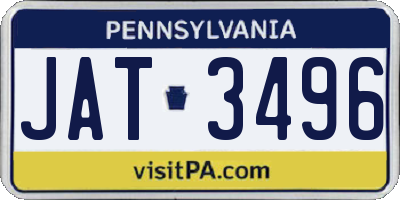 PA license plate JAT3496