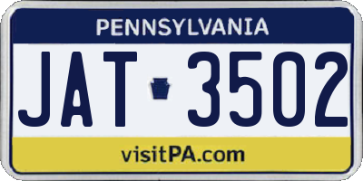 PA license plate JAT3502