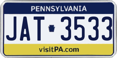 PA license plate JAT3533