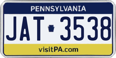 PA license plate JAT3538