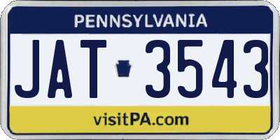 PA license plate JAT3543