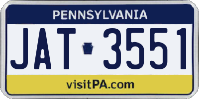 PA license plate JAT3551