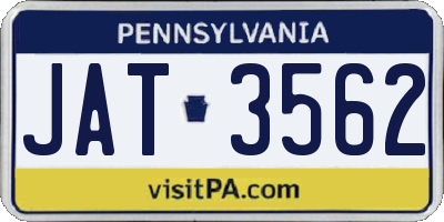 PA license plate JAT3562