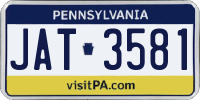 PA license plate JAT3581