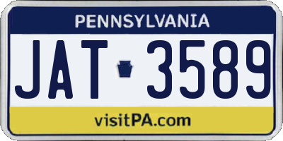 PA license plate JAT3589