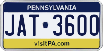 PA license plate JAT3600