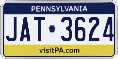 PA license plate JAT3624