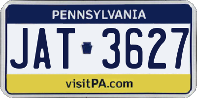 PA license plate JAT3627