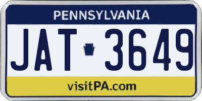 PA license plate JAT3649