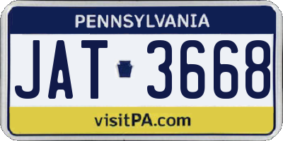 PA license plate JAT3668